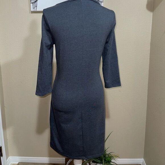 Old Navy GRAY SEQUIN SHIFT DRESS 3/4 Sleeve Sheath Silver - Picture 3 of 9